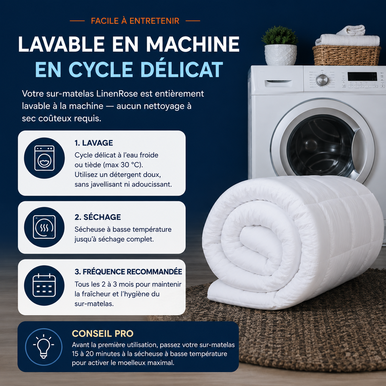 Cocoon™ Surmatelas 1000 GSM de luxe matelassé haut de gamme